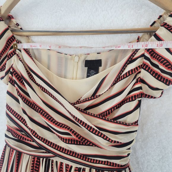 Anna Sui For Gossip Girl 100% Silk Striped Pleated Summer Dress Women's Size  1 - Picture 10 of 13